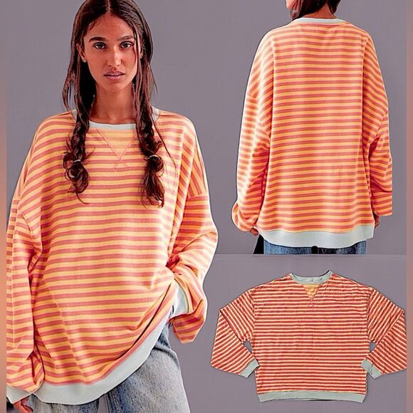 Free People Classic Striped Crew Neck Sweatshirt - Picture 14 of 16